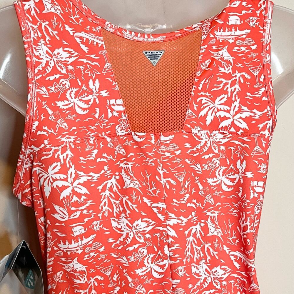 NWT COLUMBIA PFG Omni-Wick Coral Tropical Floral Mini Dress Small - Picture 4 of 8